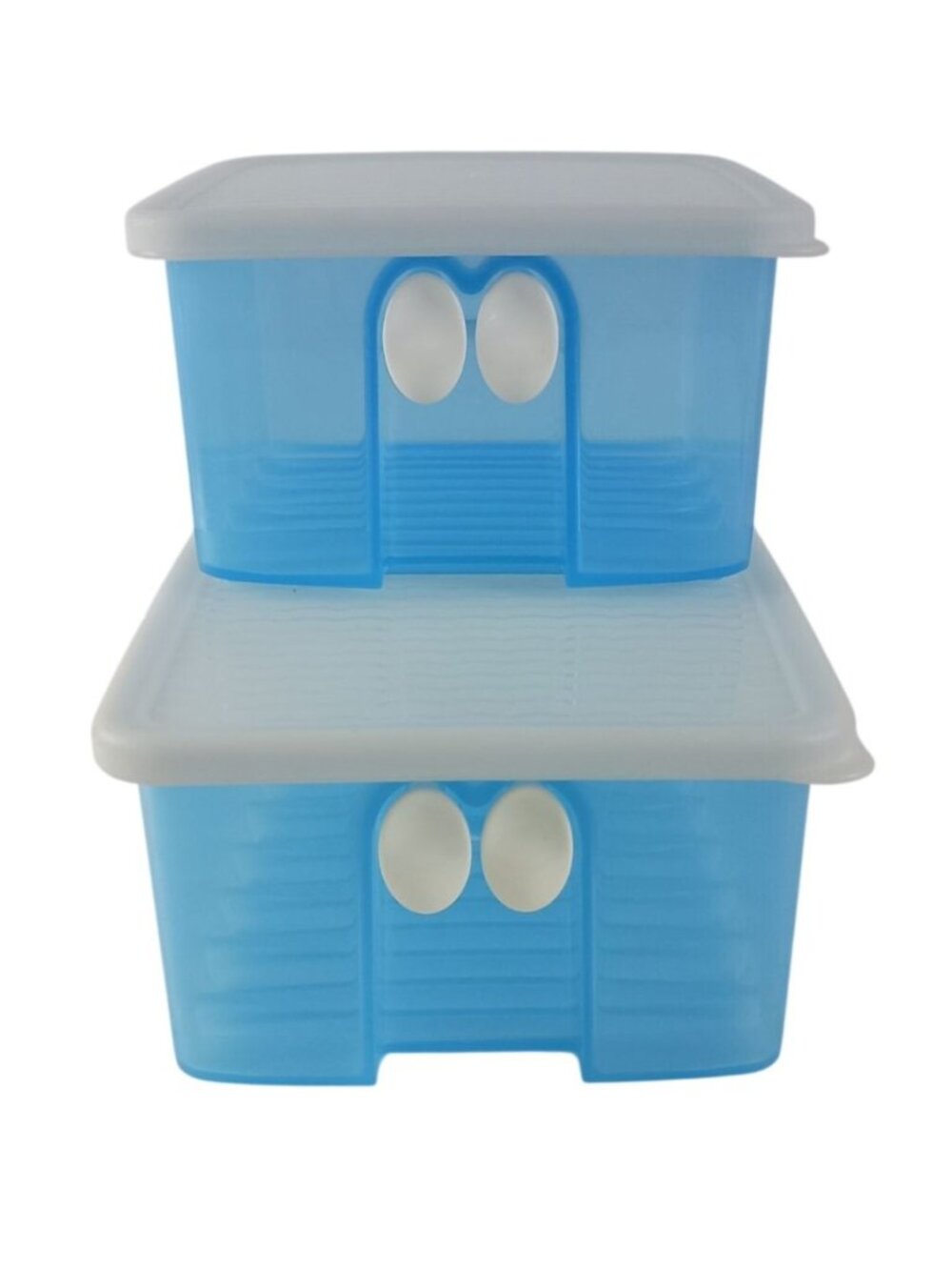 Tupperware FridgeSmart Storage Containers Blue W/Lids Set Of 2 Vintage